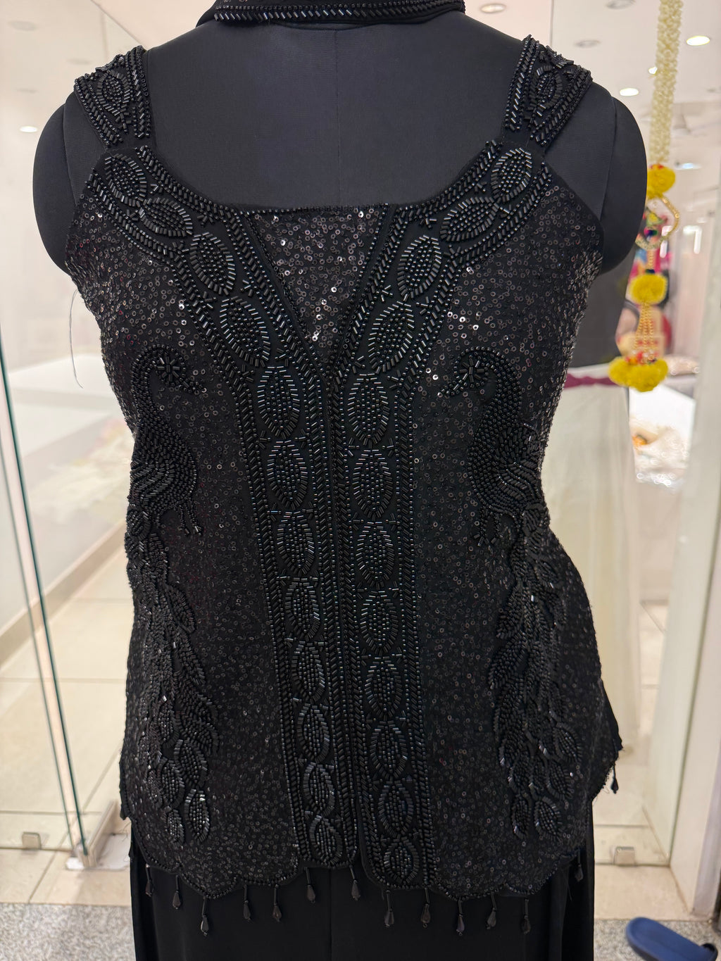 Blackout Glam Set – Black Sequin Tunic and Flowy Georgette Palazzo