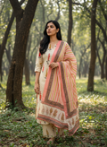 Beige Coral Floral Cotton Kurta Set for Women – A-Line Daily Wear Palazzo Suit