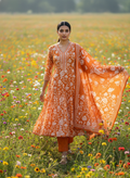 Rust Orange Floral Cotton Anarkali Kurta Set for Women – Printed Palazzo Suit