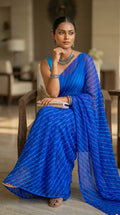 Royal Blue Leheriya Georgette Saree with Blouse Piece