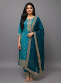 Firozee Straight-Cut Viscose Suit Set with Gold Zari Embroidery