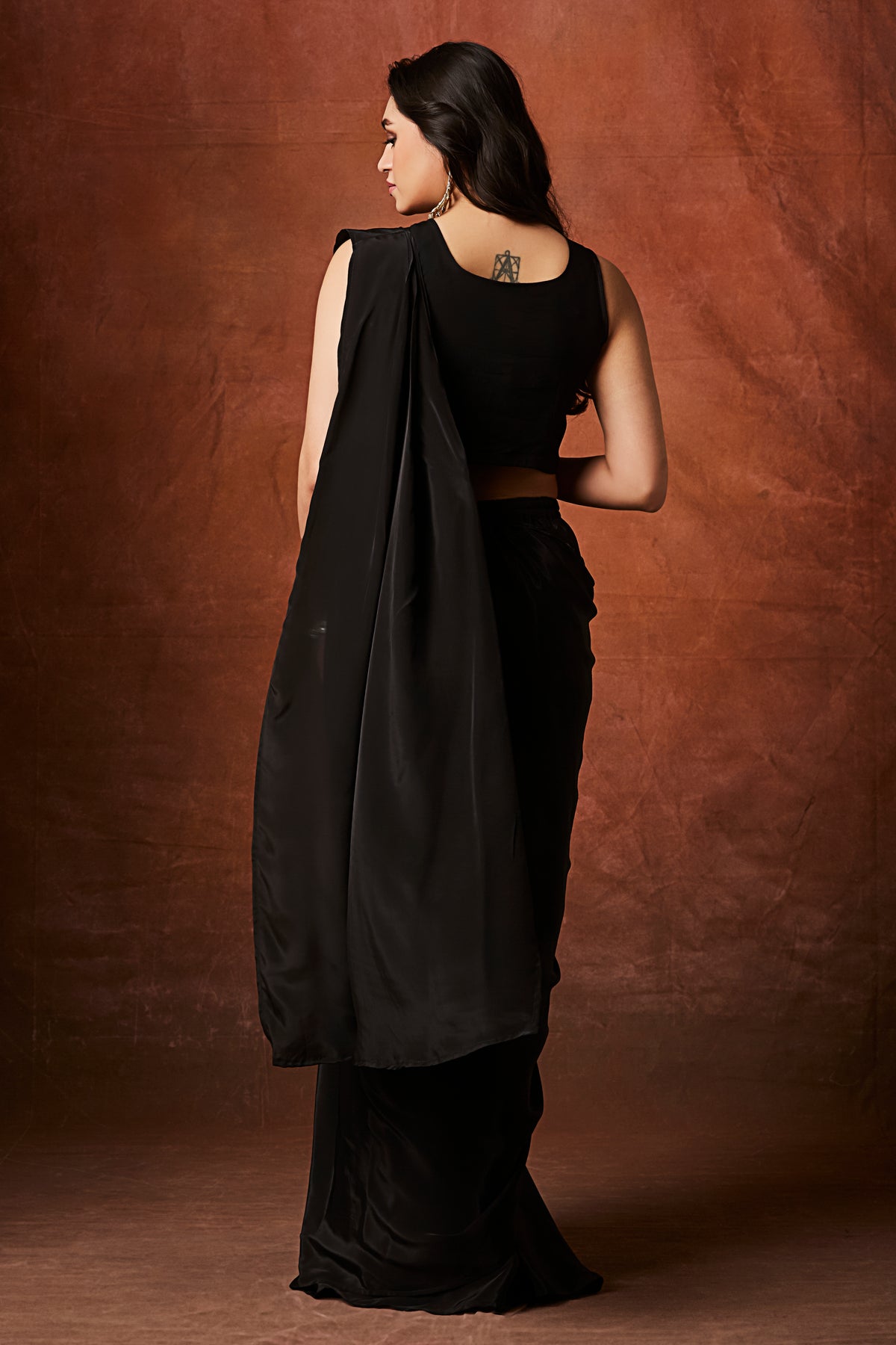 Midnight Glamour Pre-Draped Sequin Saree – Black Cocktail Wear