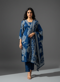 Blue Floral Cotton Kurta Set for Women – Printed Daily Wear Suit with Dupatta
